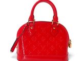 Sac à main Louis Vu Vu en cuir verni rouge avec finitions dorées