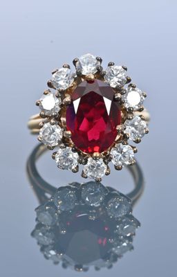 Bague marguerite en or de tons jaune 18K 750 millièmes,