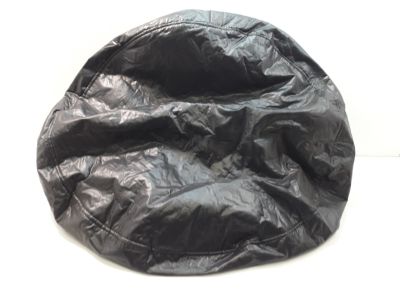 a black bean bag sitting on top of a white floor