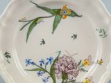 a plate with a bird and flowers painted on it