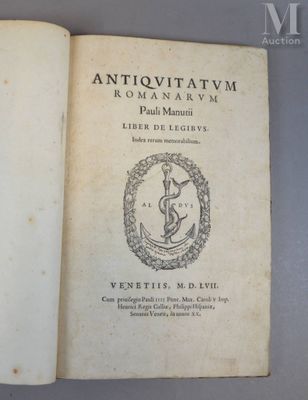 MANUCE (Paul). Antiquitatum Romanarum. Liber de Legibus. Ind…