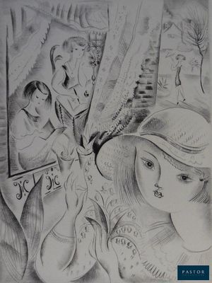 dessin au crayon représentant une femme regardant un homme dans un miroir