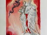 une image représentant un tableau où l'on voit une femme tenant un dragon