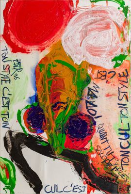 an image of a painting of flowers and words on a piece of paper