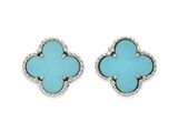 a pair of turquoise turquoise stone clover earrings