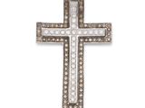 un pendentif en forme de croix, orné de diamants blancs et bruns, sur fond blanc
