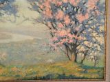a picture of a painting of a tree in a field