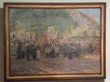 un tableau représentant un groupe de personnes dans une rue