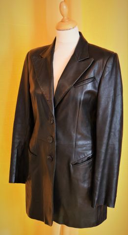 JEAN LOUIS SCHERRER Cuir Paris – Veste mi-longue en cuir noir. Ta...