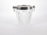 silver plated glass ice bucket with handle