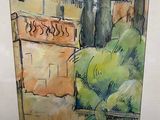 an image of a painting of a building with trees in the background