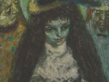 une image représentant un tableau d'une femme coiffée d'un chapeau