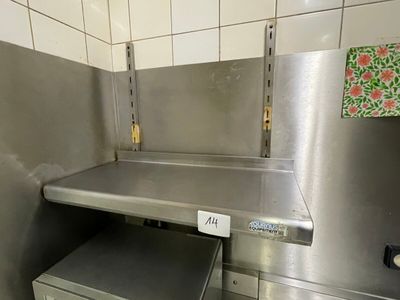 a stainless steel counter in a commercial kitchen