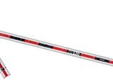 the red and black ruler is next to a red and white ruler