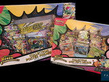 two boxes of pokemon collectibles are shown on a black background