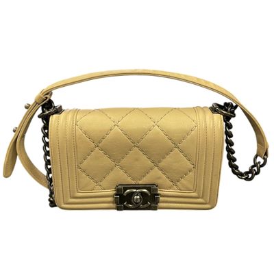 chanel beige quilted leather mini flap bag