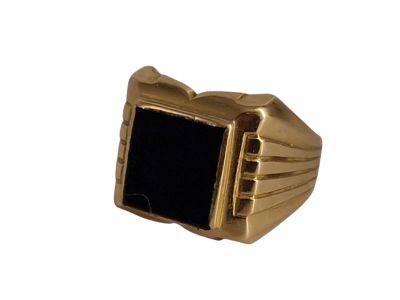 Chevalière en or et onyx, TDD.62,5mm Poids Brut : 10,54gr - Photo 1