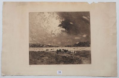 CHARVOT (Eugène) Rentrée de troupeau. Paris, 1912. Eau-forte…