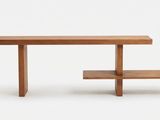 an image of a wooden table with a shelf underneath it