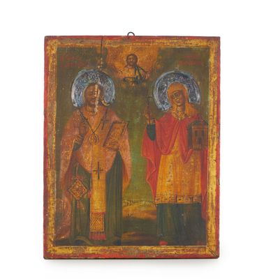 une image représentant un tableau sur lequel figurent deux hommes debout l'un à côté de l'autre