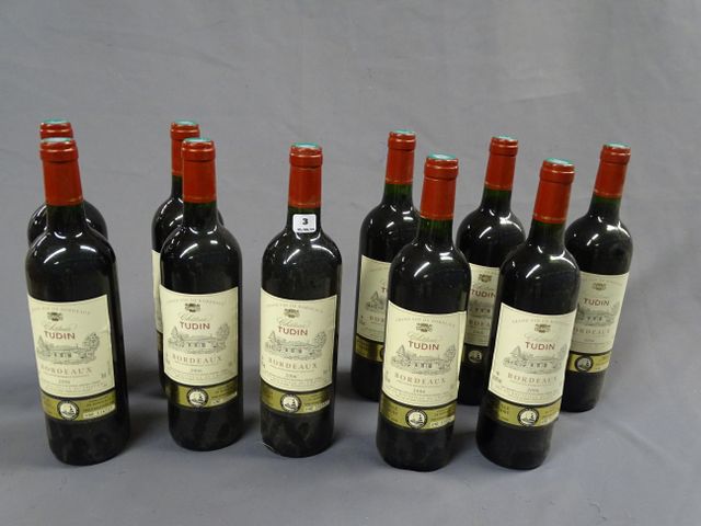 CHATEAU TUDIN :  10 bouteilles BORDEAUX, année 2006 (bouteilles n...