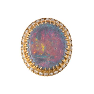 an oplite and diamond ring, by van cleef