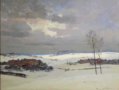 Fernand VETCOUR (1908–2001), Huile sur panneau, La neige en … - Photo 1