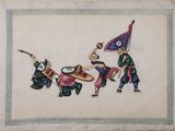 an image of a painting of a group of people playing a game