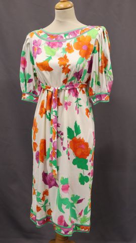 LEONARD Studio – Robe longue 100% coton fleuri, épaulettes et cei...
