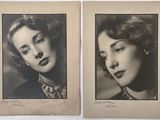 two old black and white photos of a woman and a man