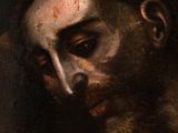 a painting of a man with a beard and a cross on his chest