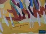 a painting of a group of people riding horses
