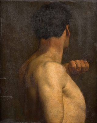 une image représentant un tableau où l'on voit un homme tenant un couteau dans la main droite