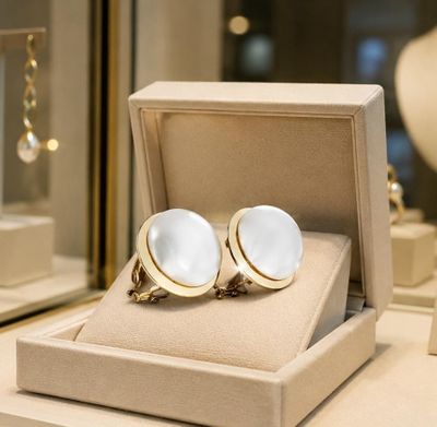 two rings in a box on display in a jewelry store