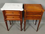 pair of antique marble top bedside tables