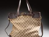 guccissi gg canvas and leather tote bag