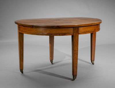 Table demi-lune en noyer à plateau portefeuille formant tabl…