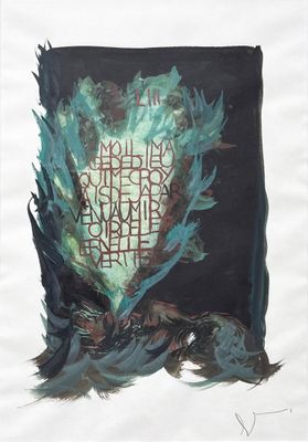 une image représentant un tableau d'un dragon, sur lequel figure une citation