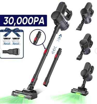 gros plan d'un aspirateur sans fil sur fond blanc