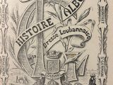 an old book with a picture of a farm and animals on it
