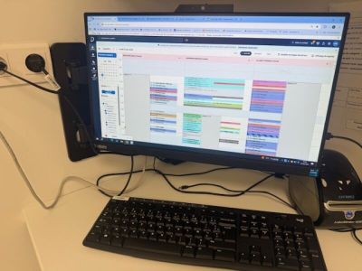 a desktop computer sitting on a desk with a keyboard and mouse