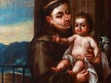 an image of a painting of a man holding a baby in his arms