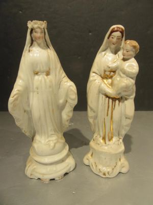 3.65 - VIERGE A L'ENFANT + VIERGE EN PORCELAINE - Hauteur 18…