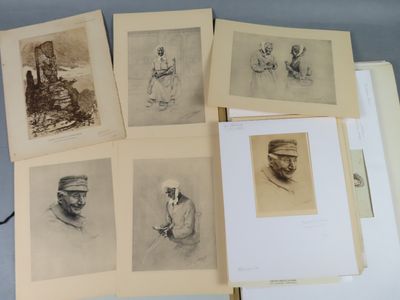 several old black and white pictures of men and women in hats