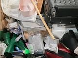 a box full of luggage and other items that are in it