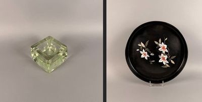 Vide poche en verre moulé. (éclats, accidents) 8 x 12 x 12 c…