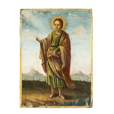 un tableau représentant Jésus debout dans un champ, avec le ciel en arrière-plan