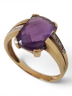 an amethorate and diamond ring, by van cleef