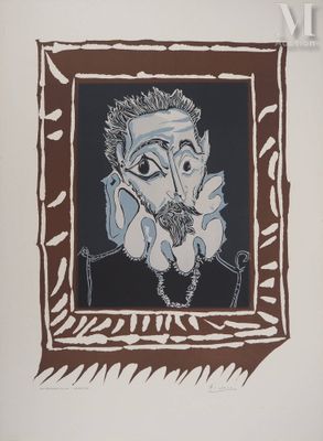 tableau représentant un homme barbu et moustachu, dans un cadre