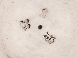 a drawing of a dog and a cat on a plate